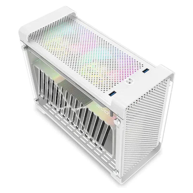 METALFISH G5 Plus Aluminum ITX White Case Suitcase Portable PC Gaming Computer Small Chassis Support SFX PSU/306mm GPU/12cm Fan