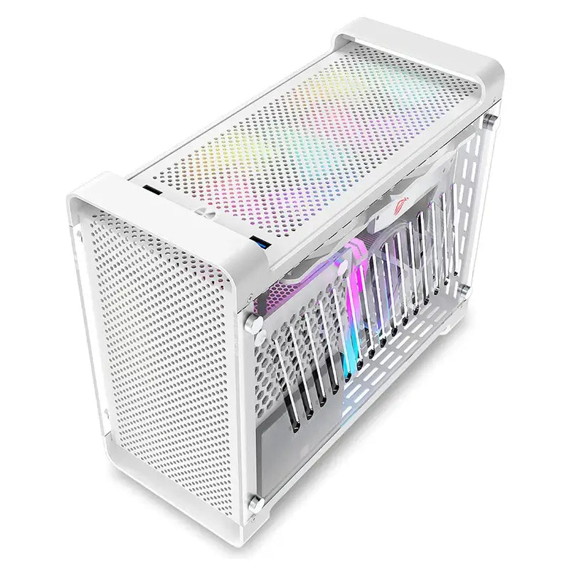 METALFISH G5 Plus Aluminum ITX White Case Suitcase Portable PC Gaming Computer Small Chassis Support SFX PSU/306mm GPU/12cm Fan