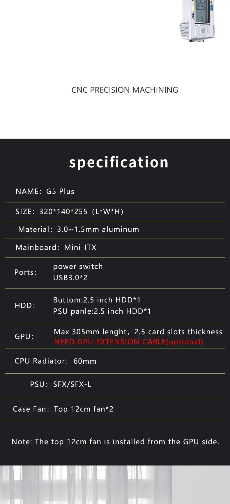 METALFISH G5 Plus Aluminum ITX White Case Suitcase Portable PC Gaming Computer Small Chassis Support SFX PSU/306mm GPU/12cm Fan