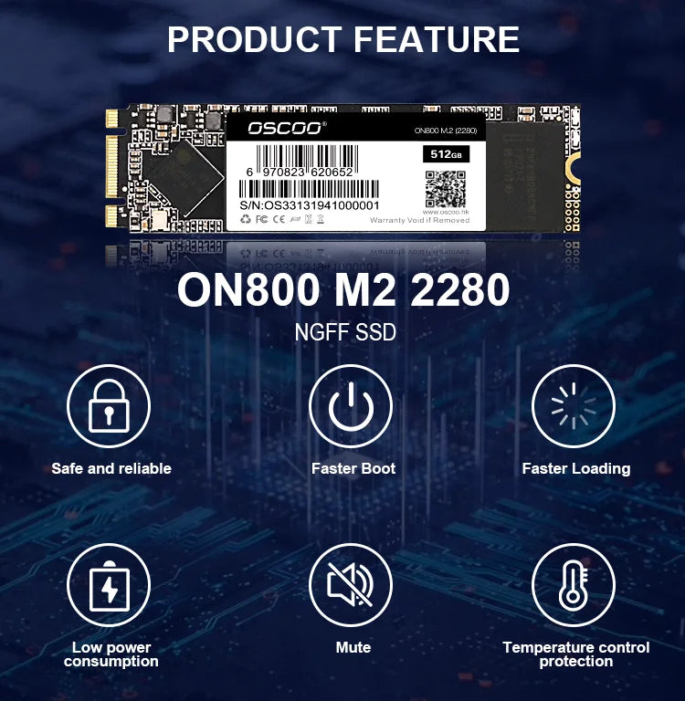 OSCOO M2 2280 SSD M.2 SATA NGFF SSD Hard Disk TLC Flash Memory 64GB 128GB 256GB 512GB HDD disco duro for Desktop Laptop