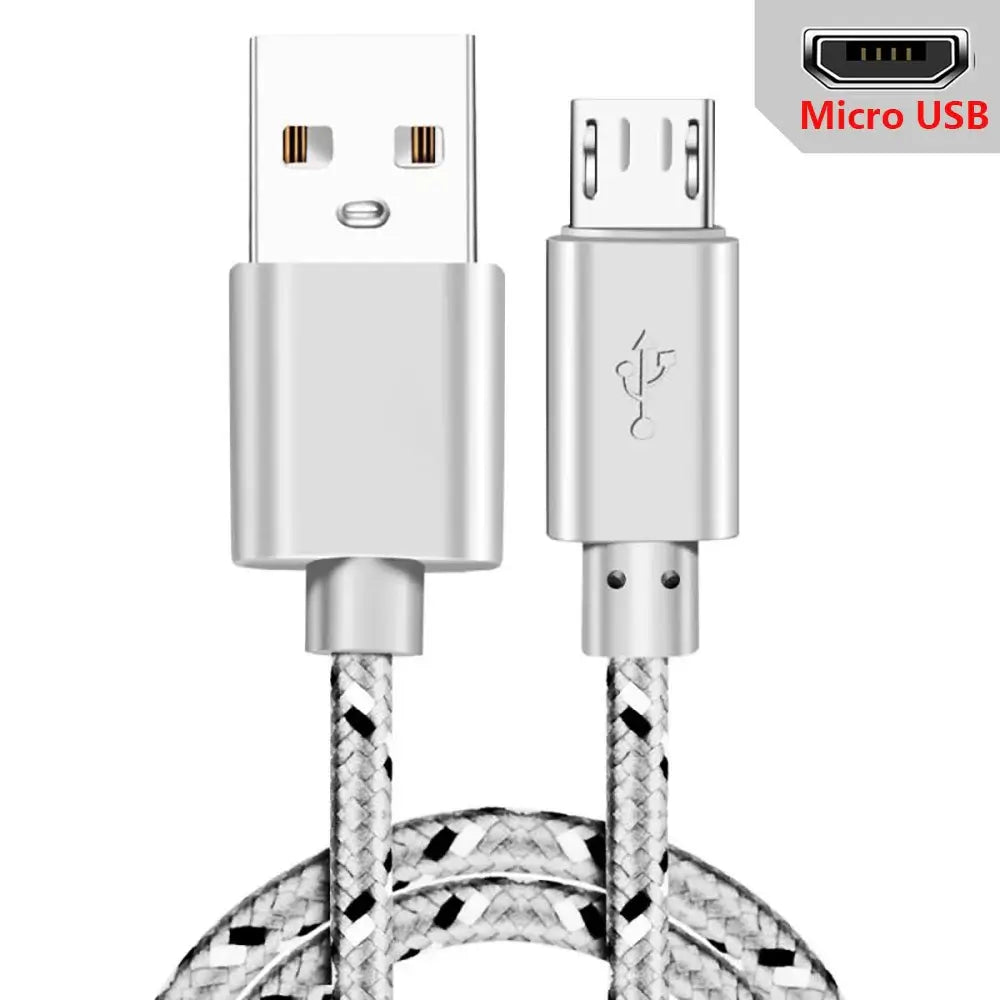 Cable micro USB de 1 m, 2 m y 3 m, cable de carga USB para sincronización de datos para teléfonos Samsung, Huawei, Xiaomi, HTC y Android, cables micro USB trenzados de nailon