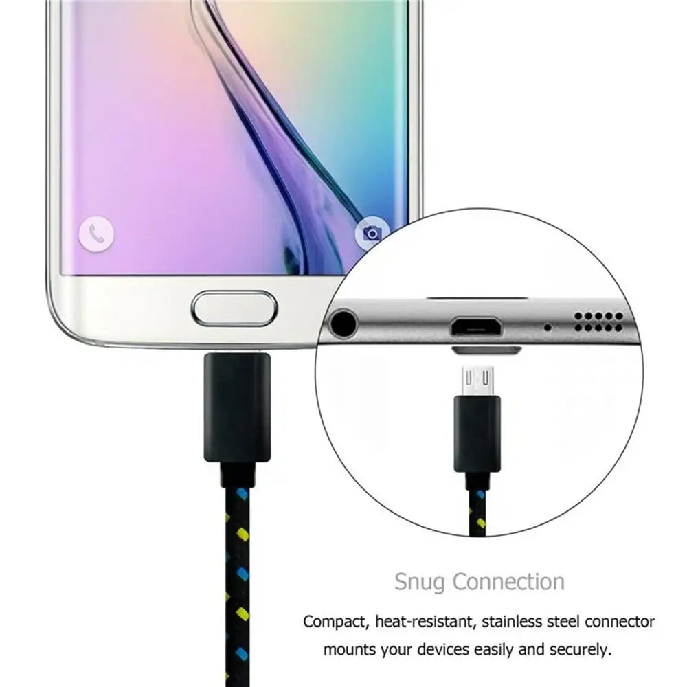 Cable micro USB de 1 m, 2 m y 3 m, cable de carga USB para sincronización de datos para teléfonos Samsung, Huawei, Xiaomi, HTC y Android, cables micro USB trenzados de nailon