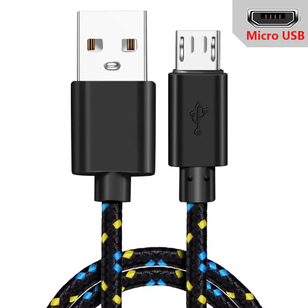 Cable micro USB de 1 m, 2 m y 3 m, cable de carga USB para sincronización de datos para teléfonos Samsung, Huawei, Xiaomi, HTC y Android, cables micro USB trenzados de nailon