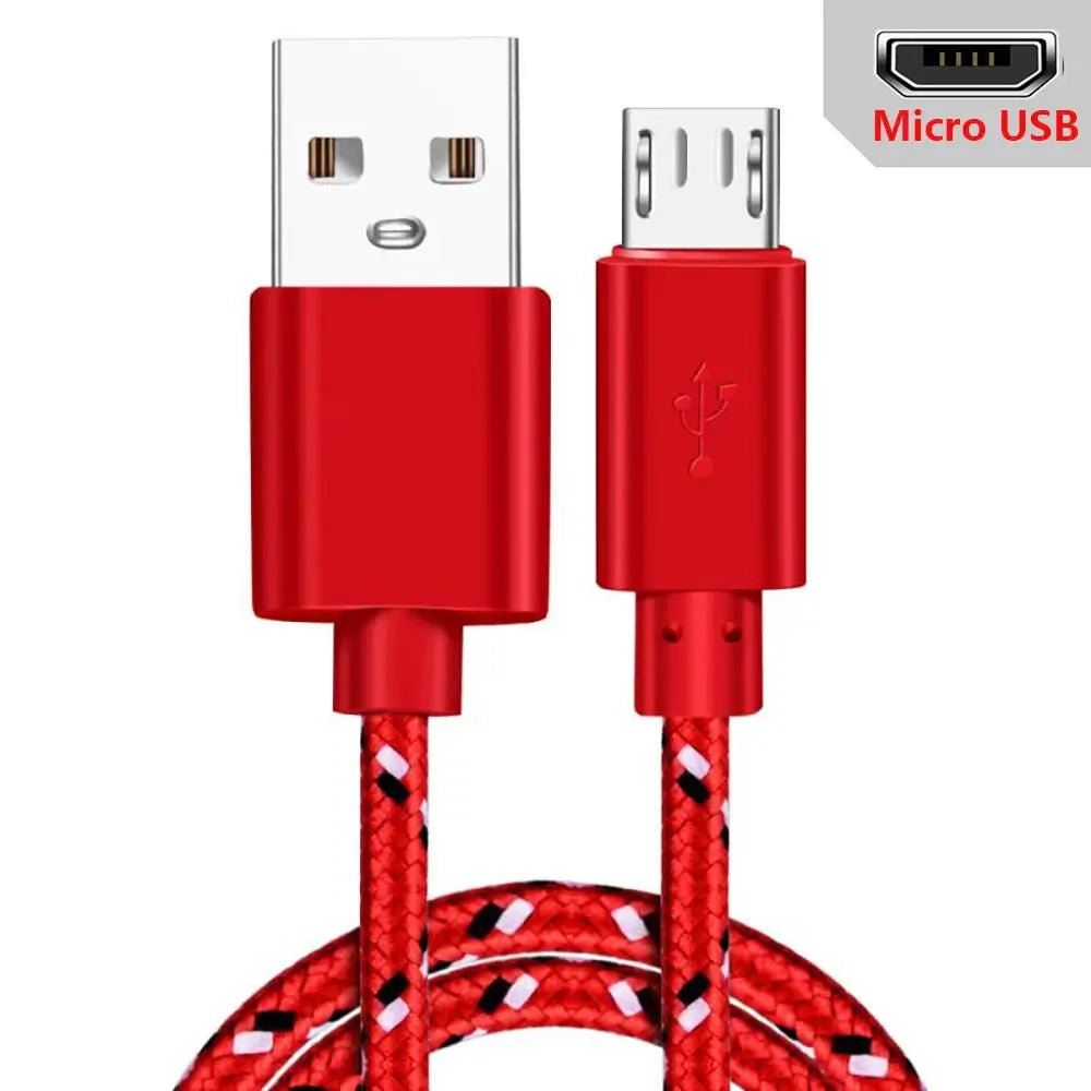 Cable micro USB de 1 m, 2 m y 3 m, cable de carga USB para sincronización de datos para teléfonos Samsung, Huawei, Xiaomi, HTC y Android, cables micro USB trenzados de nailon