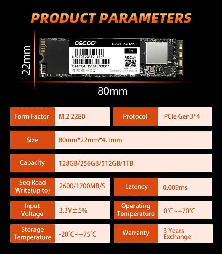 OSCOO M.2 2280 Internal solid-state drive NVMe 256GB 512GB SSD PCIe3.0 X4 3D TLC Hard Disk for Laptop Desktop Factory price