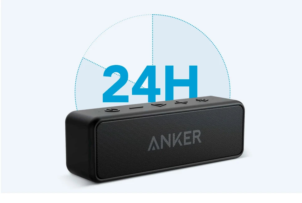 Anker Soundcore 2 Tragbarer kabelloser Bluetooth-Lautsprecher Besserer Bass 24 Stunden Spielzeit 20 m Bluetooth-Reichweite IPX7-Wasserbeständigkeit