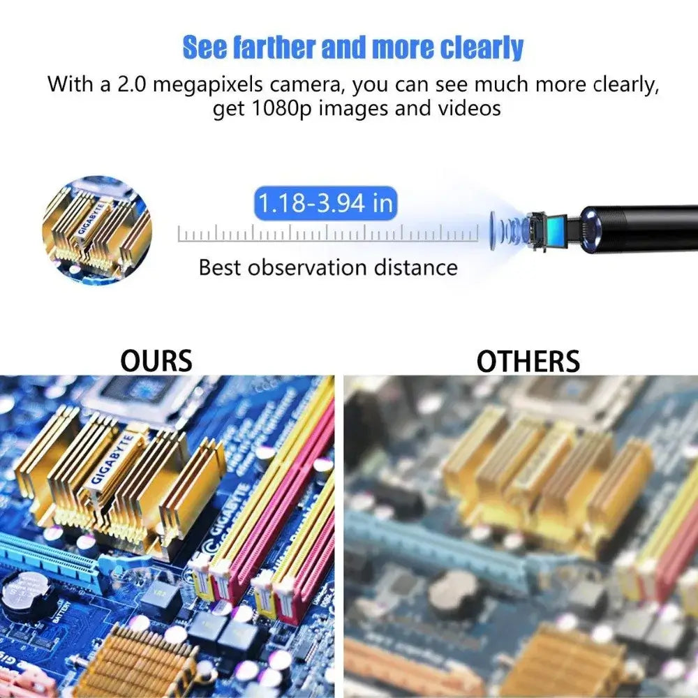 New 8.0mm Endoscope Camera 1080P HD USB Endoscope with 8 LED 1/2/5M Cable Waterproof Inspection Borescope for Android PC