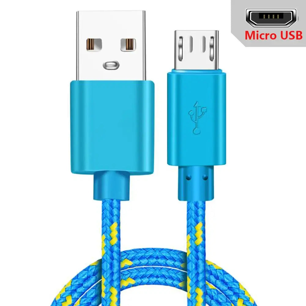 Cable micro USB de 1 m, 2 m y 3 m, cable de carga USB para sincronización de datos para teléfonos Samsung, Huawei, Xiaomi, HTC y Android, cables micro USB trenzados de nailon