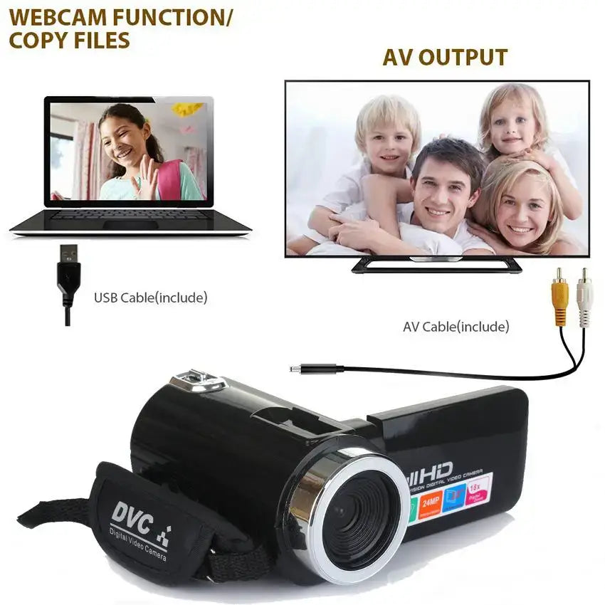 Cámara de vídeo profesional 4K HD con visión nocturna, pantalla táctil LCD de 3,0 pulgadas, zoom digital de 18x y micrófono