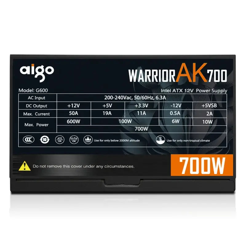 Fuente de alimentación Aigo Fonte 500W 600W 700W 800W 1000W DIY para juegos Ventilador RGB de 120 mm Fuente de alimentación para computadora de escritorio ATX para PC 7800x3d