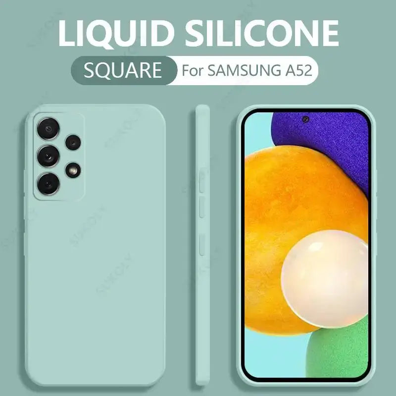 Liquid TPU Silicone Case For Samsung Galaxy S24 Ultra S23 S22 Ultra S23 S21 FE A52 A54 A53 A51 A55 5G Camera Protect Soft Cover