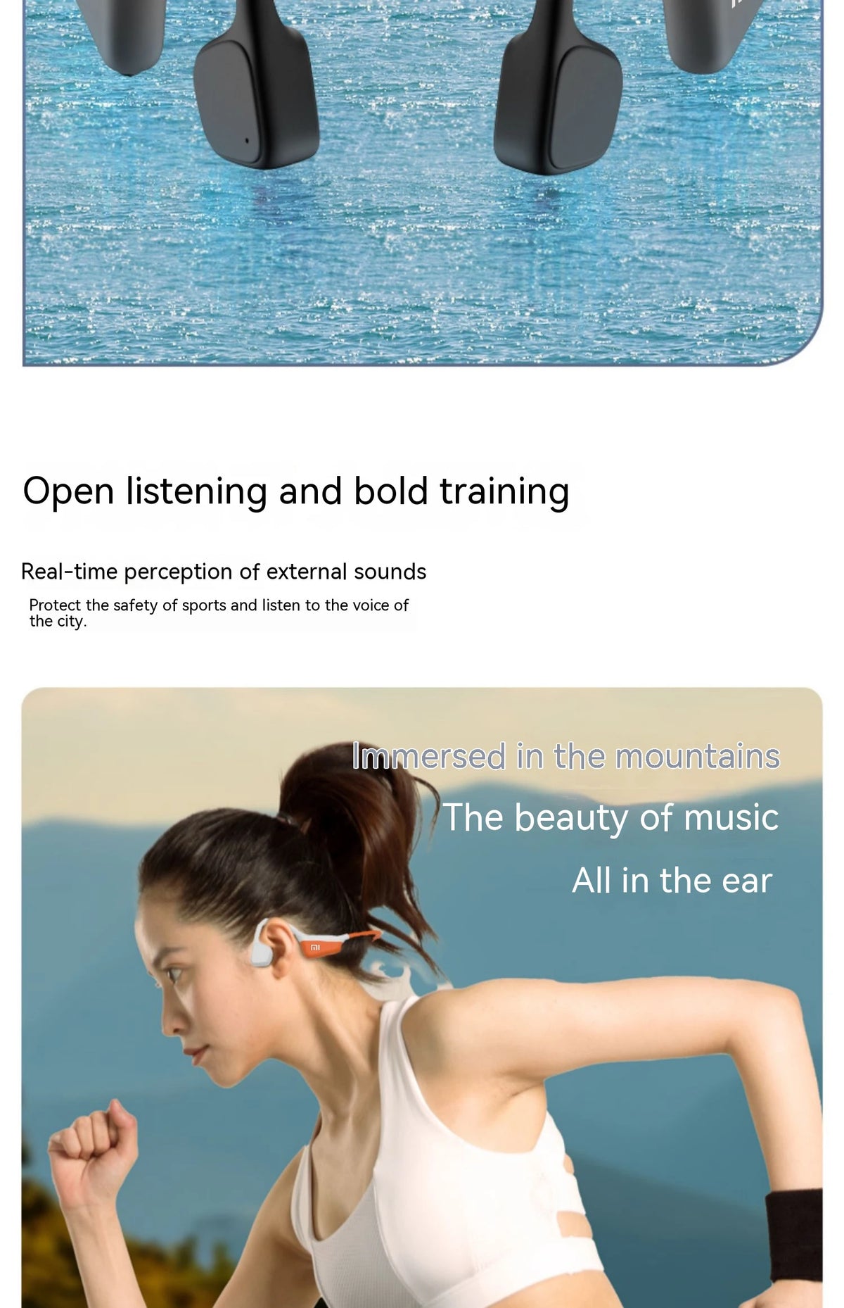 Xiaomi A20 Bone Conduction Earbud Wireless Headphones Compatible Bluetooth Earphone TWS with Mic Swimming Sports Wear Headset