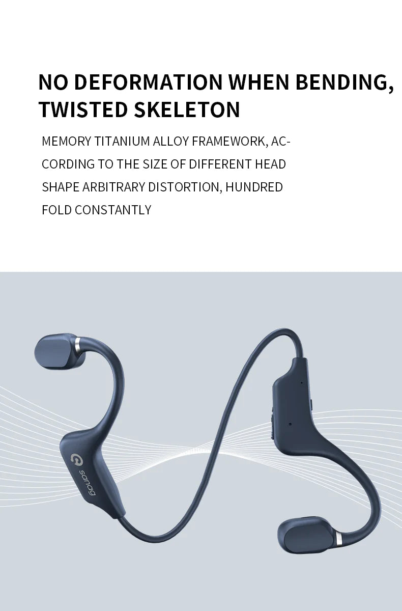 Sanag A5X True Bone Conduction Earphone Open Ear Bluetooth Wireless Sport Headphones Waterproof Headset 3D Stereo Sound