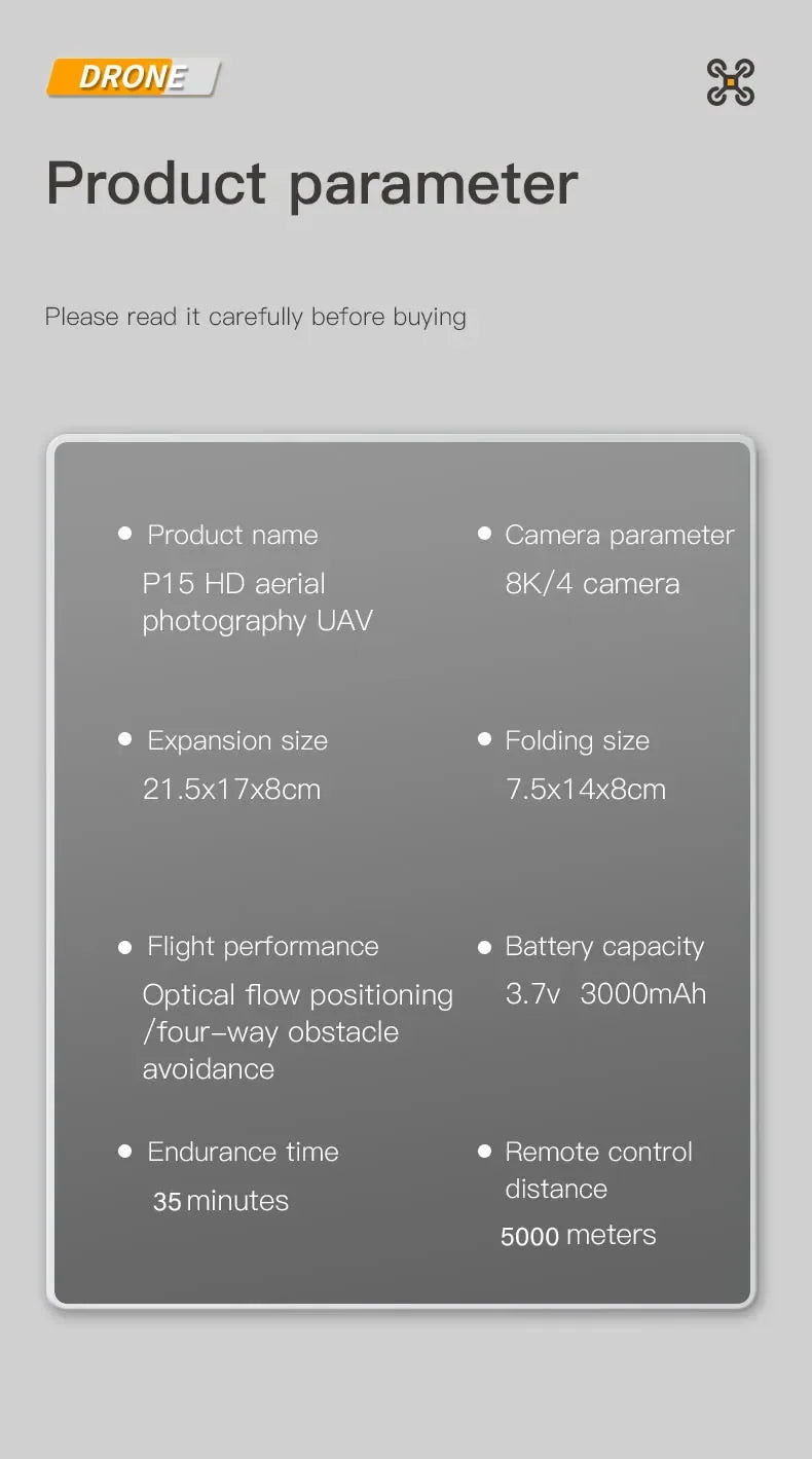 Mijia P15 Drohne 4K Professionelle Kamera 8K GPS HD Luftaufnahmen Dual-Kamera Omnidirektionale Hindernisvermeidungsdrohne