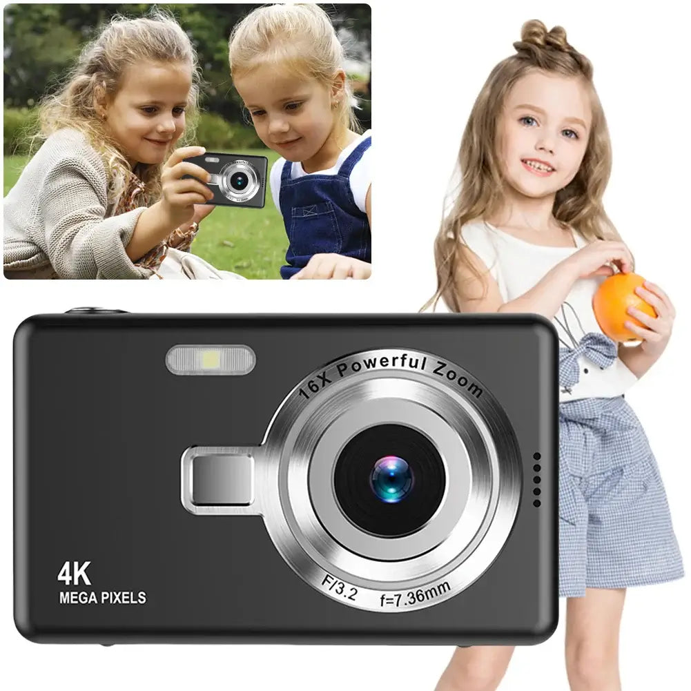 HD 1080P Portable Vlogging Camera 16X Zoom Autofocus Vlogging Camera Anti-Shake 2.4 Inch IPS Screen for Kid Adult Photography