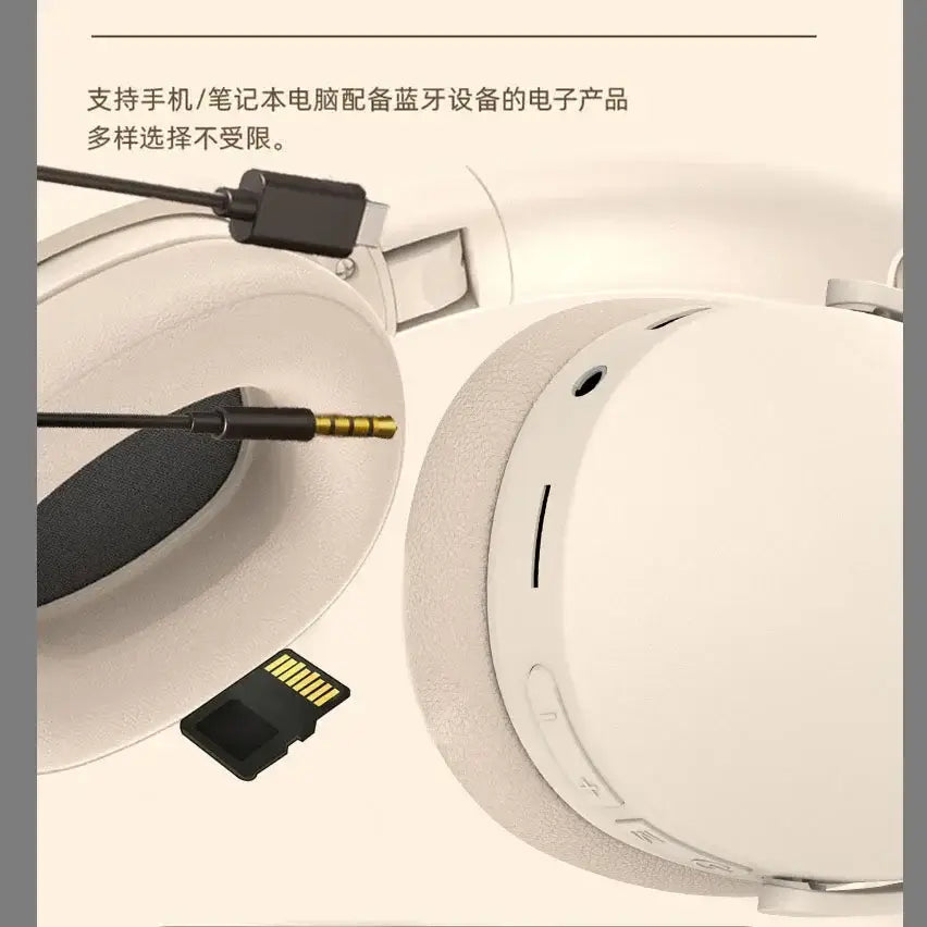 Close-up of Original Xiaomi Wireless Headphones showing soft foam ear pads, connectors, and control features.