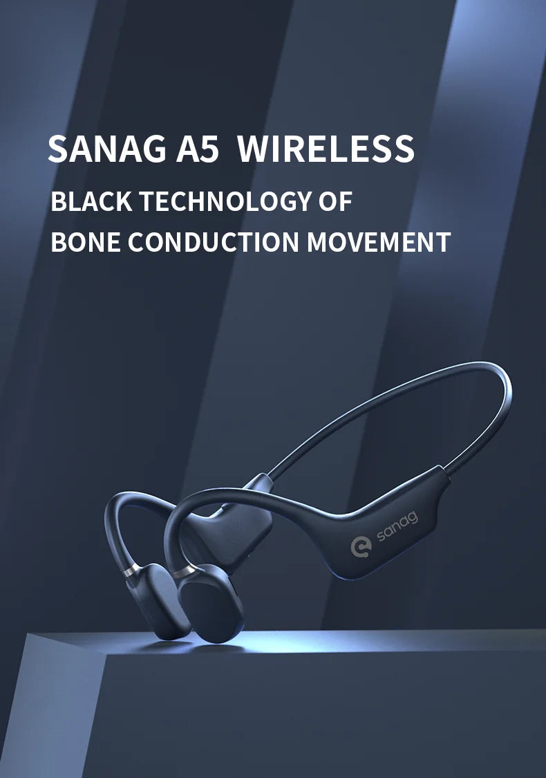 Sanag A5X True Bone Conduction Earphone Open Ear Bluetooth Wireless Sport Headphones Waterproof Headset 3D Stereo Sound