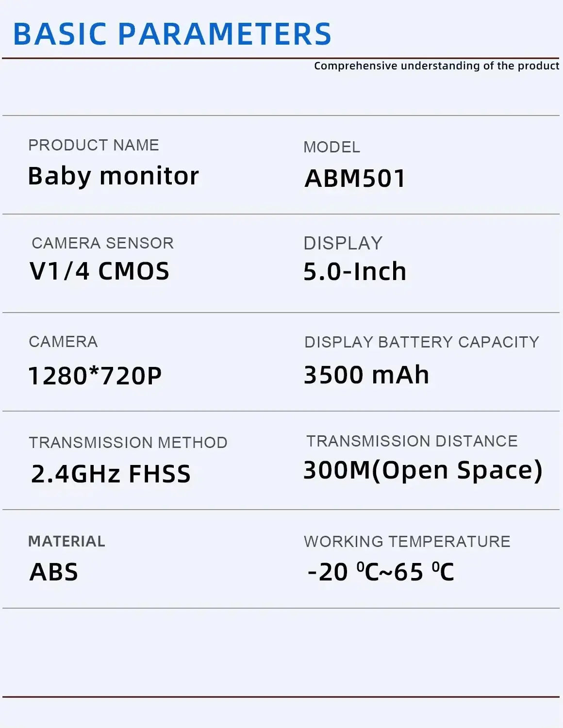 Newest 5.0 Inch Two Way Audio Temperature Night Vision Baby Crying Detection Monitoring Video Babyfoon Baby Monitor With Camera