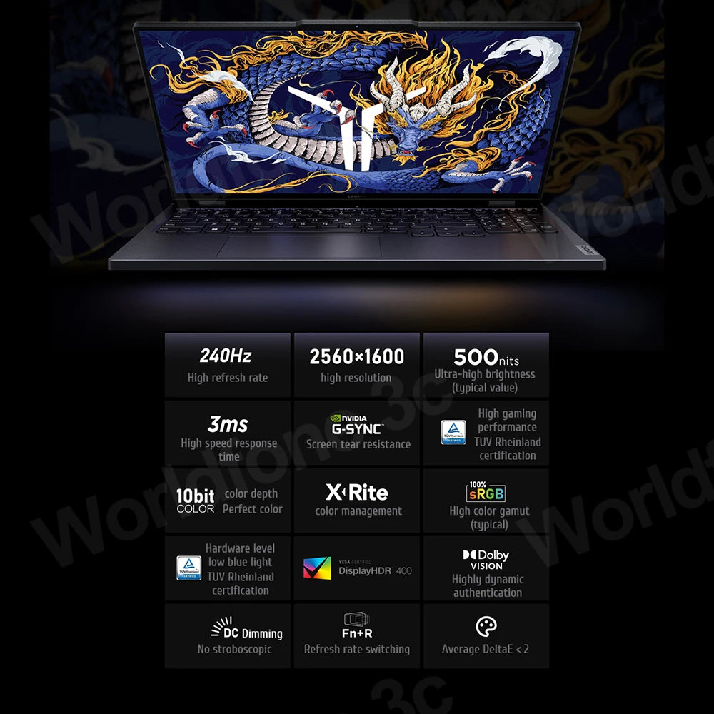 Computadora portátil para juegos de deportes electrónicos Lenovo Legion Y9000P 2024 de 14.ª generación con procesador Intel Core i9-14900HX RTX4060 2.5K 240 Hz, 16 pulgadas