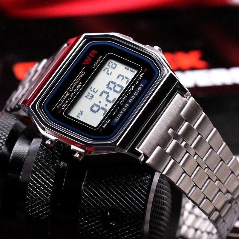 Luxury F91W Band Watch Retro Digital Stainless Steel Sports Military Watches Waterproof Men Women Electronic Wristwatch Clock