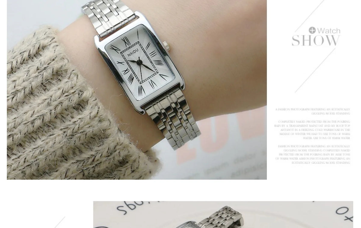 Watches for Women Rectangular Roman Scale Ladies Steel Strap Watch Fashion Trend Thin Strap Quartz Wristwatches Relogio Feminino