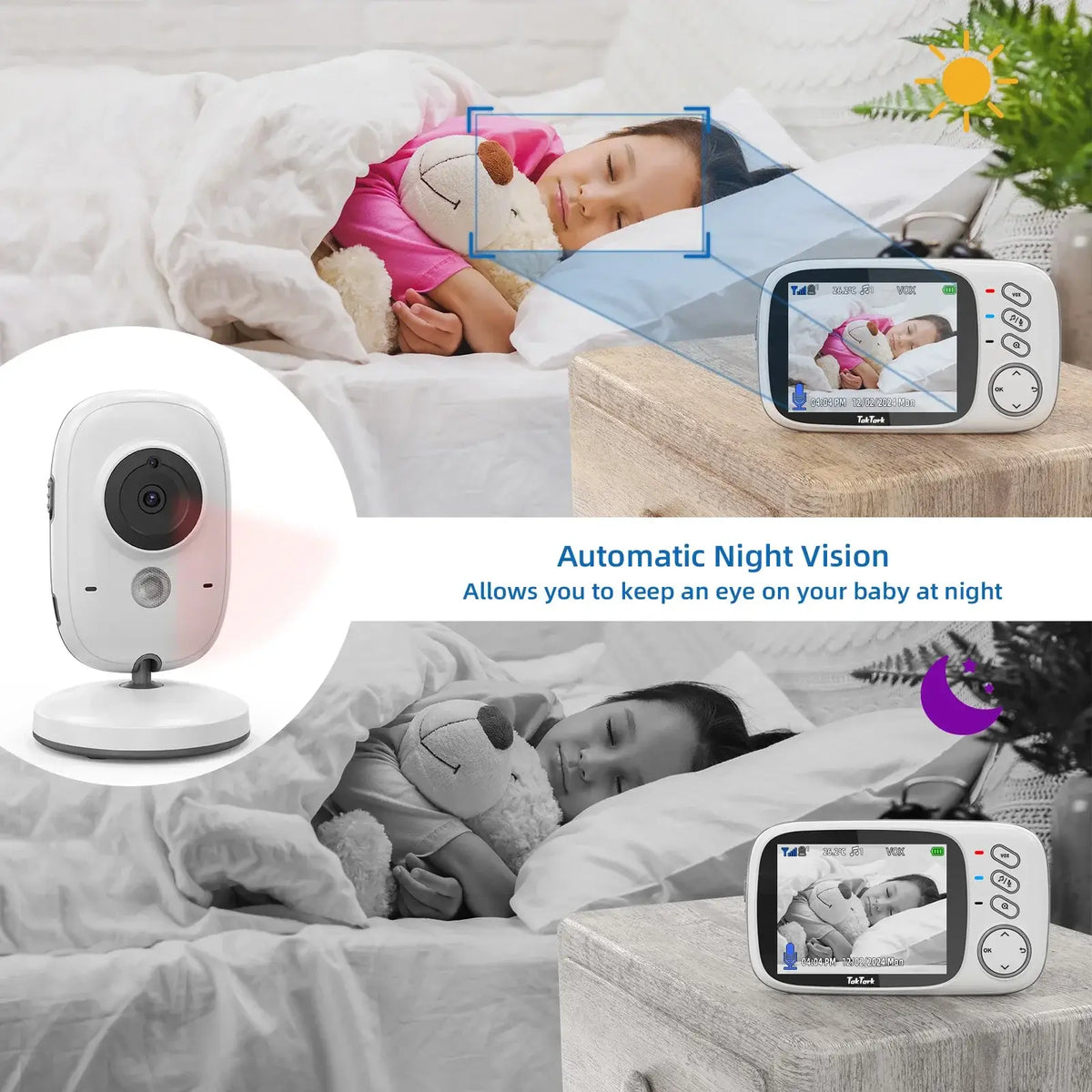 TakTark 3,2 Zoll Wireless Video Baby Monitor Auto Nachtsicht Zwei-Weg Intercom Temperatur Überwachung Überwachung Kamera Nanny