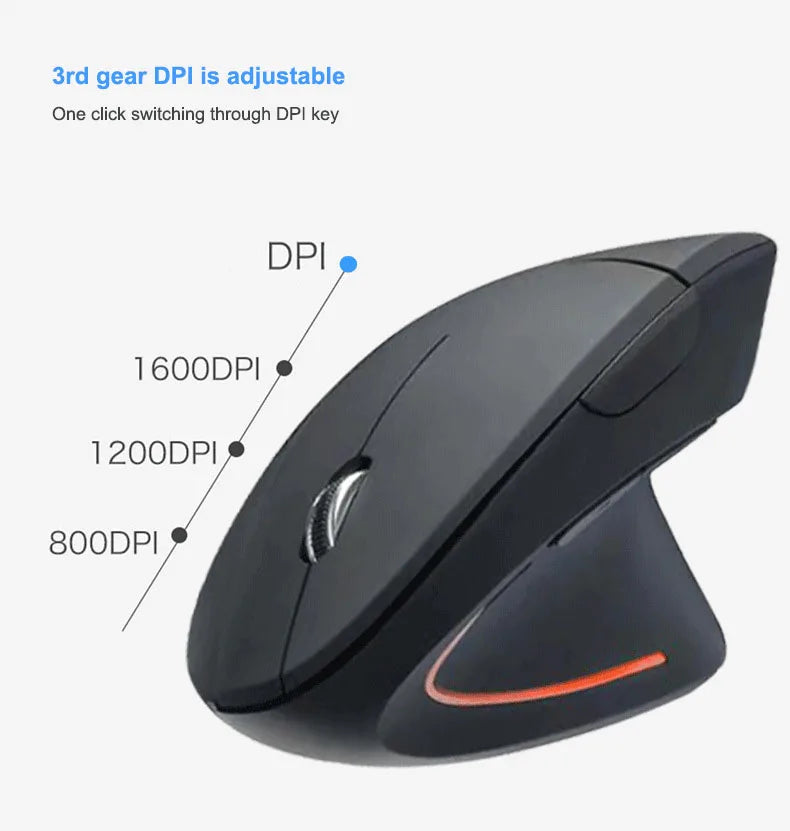 2,4G Drahtlose Maus Vertikale Spiel Maus Ergonomische 1600DPI PC Laptop Büro Mini Spiel Maus