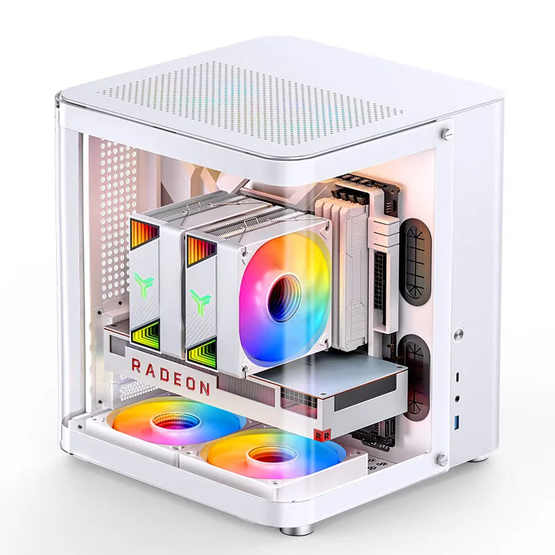 JONSBO TK-1 2.0 M-ATX Case Mini PC Case Ring Tempered Glass Side Penetration E-sports Seaview Room Desktop Computer Mini Chassis