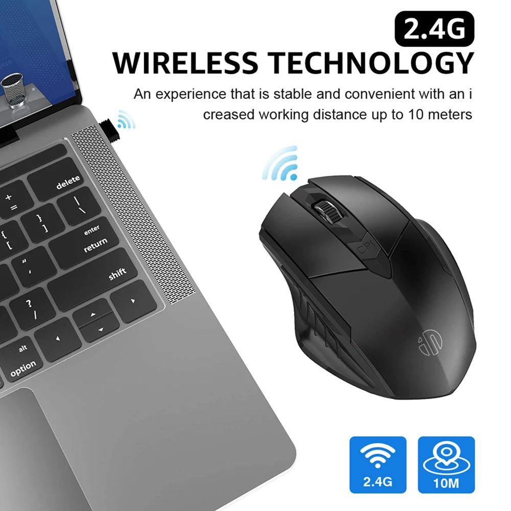 Ratón inalámbrico recargable con Bluetooth, 2,4 G, PM6, para oficina, silencioso, compatible con PC, portátil, tableta, ratón para gamers