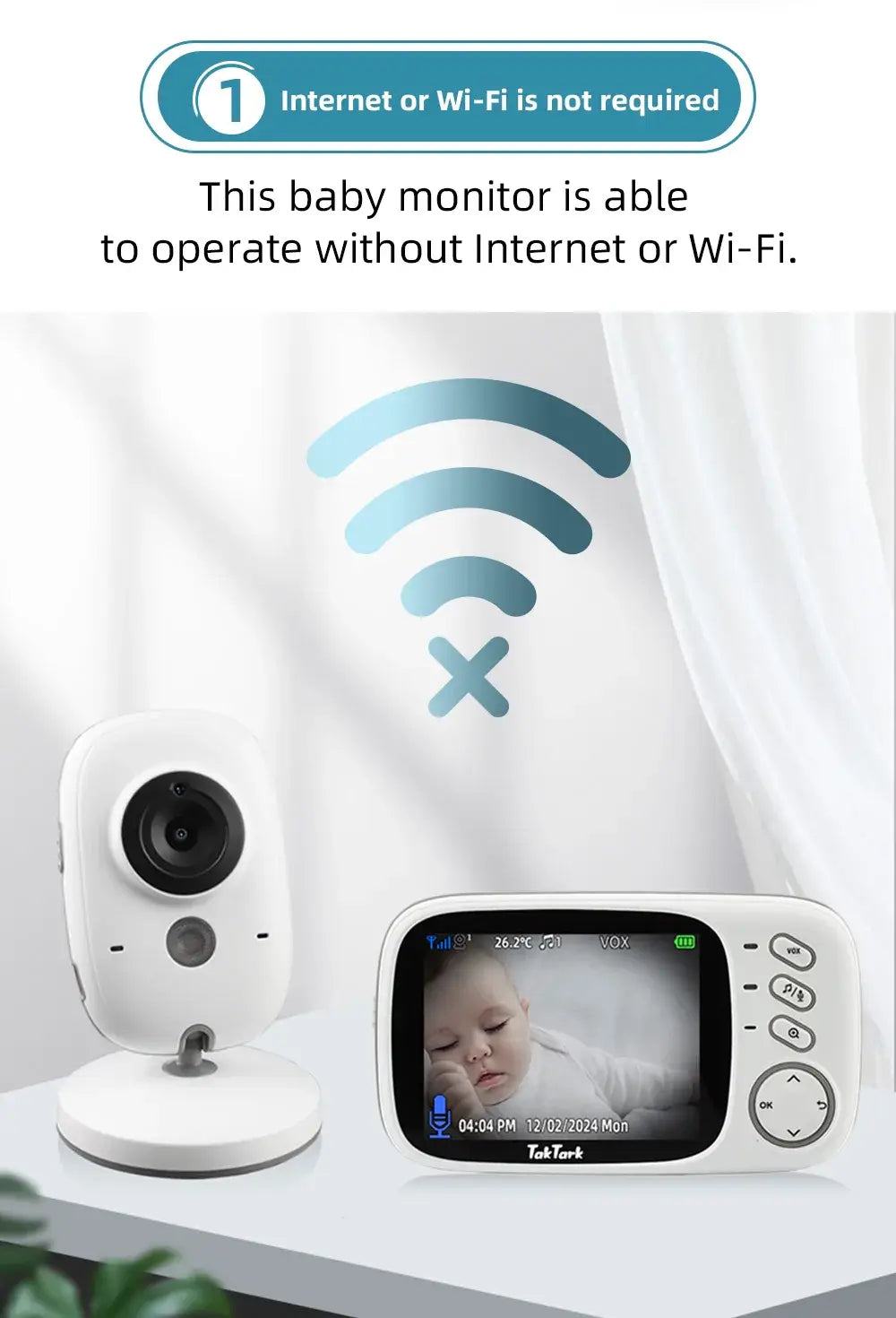 TakTark 3,2 Zoll Wireless Video Baby Monitor Auto Nachtsicht Zwei-Weg Intercom Temperatur Überwachung Überwachung Kamera Nanny