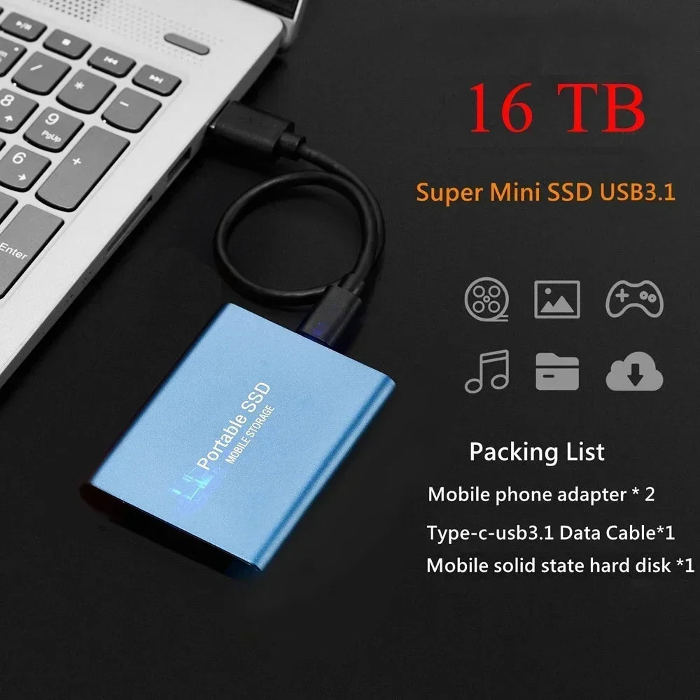 Disco duro externo SSD portátil de 1 TB con interfaz USB 3.0, disco duro de estado sólido SSD original de alta velocidad para almacenamiento en computadoras portátiles o de escritorio