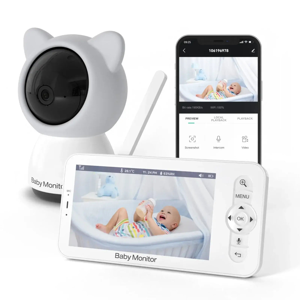 Wifi Baby Monitor Babyphone Video Baby Kamera Bebe Nanny HD 5 Inch LCD Handy APP Steuerung PTZ Lullabies Für Neue geboren