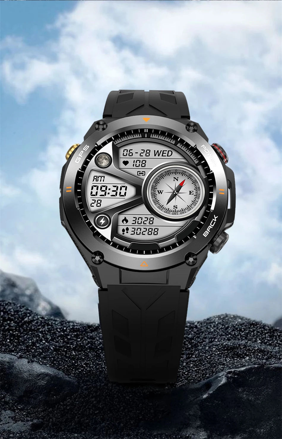 Militärische Outdoor-Smartwatch für Männer, 1 ATM wasserdicht, Kompass, GPS, Höhendrucküberwachung, Uhr mit 650 mAh, Bluetooth-Anruf, Smart Watch