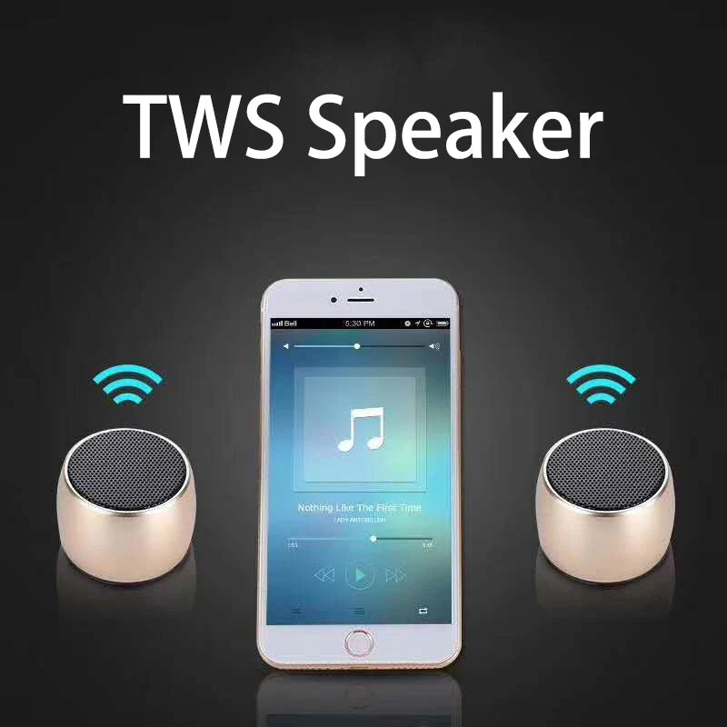 Altavoces TWS manos libres, teléfono móvil portátil, altavoz inalámbrico Bluetooth, pequeño subwoofer, caja de sonido de graves, minicaja de sonido de metal