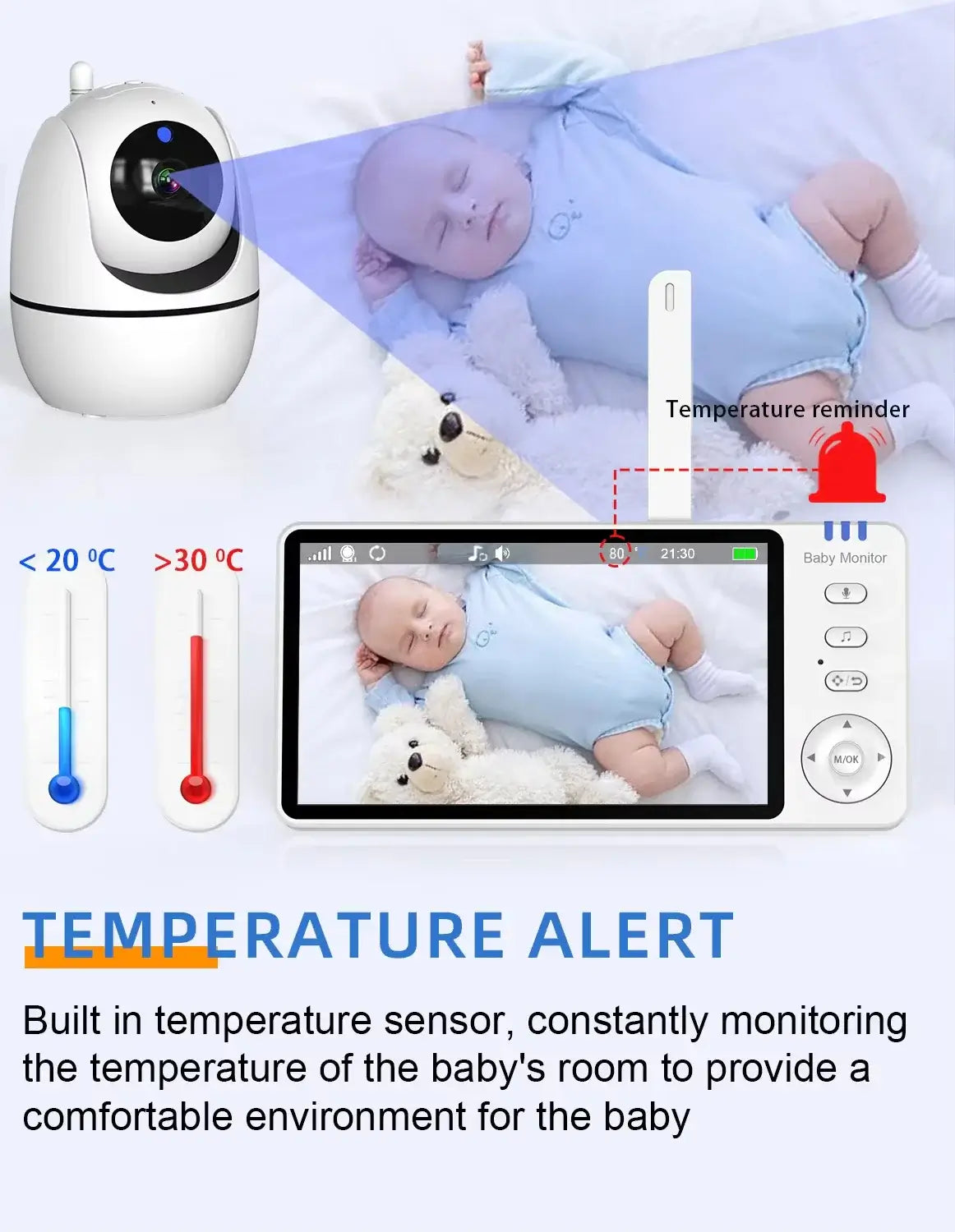 Newest 5.0 Inch Two Way Audio Temperature Night Vision Baby Crying Detection Monitoring Video Babyfoon Baby Monitor With Camera