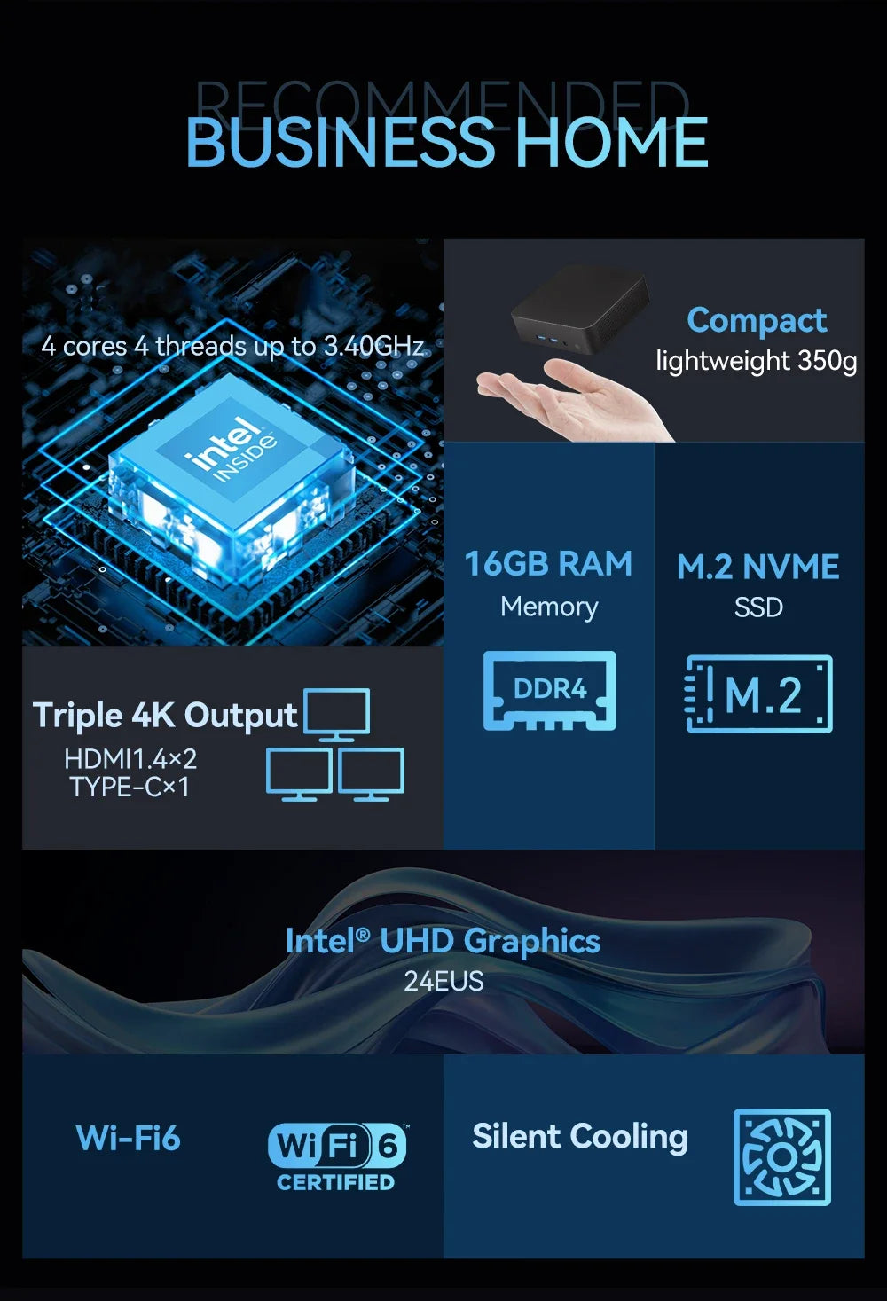 NEW Mini PC Intel Core i9 8950HK N5095A Gaming Mini PC Windows 11 Pro 16GB DDR4 1TB 2TB M.2 SSD WiFi 6 BT5.2 Desktop Computer PC