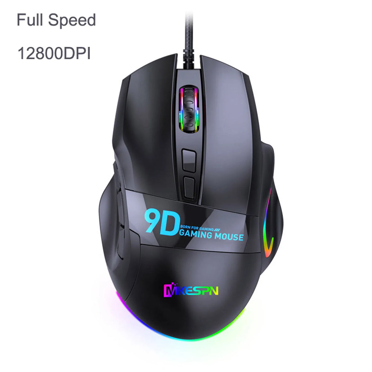 12000DPI Makro RGB Gaming-Maus 9 Programmierbare Tasten Spielmaus RGB-Licht Max bis 6 Stufen Für PC Mac Gun PUBG Laptop