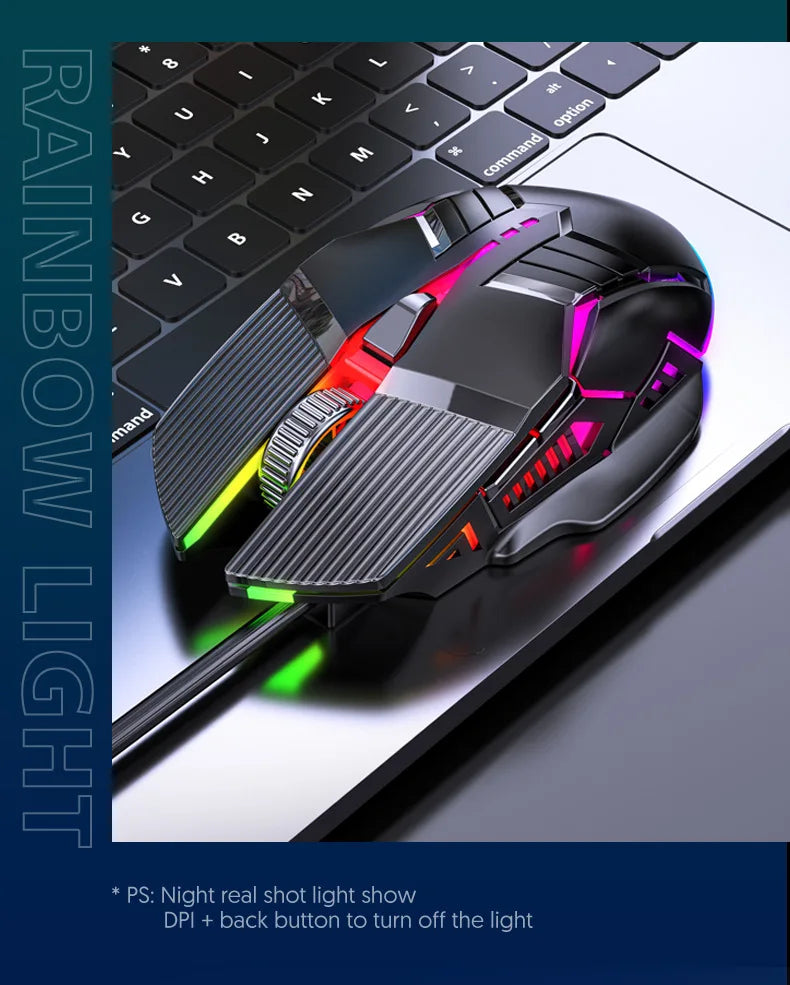 3200DPI Ergonomic Wired Gaming Mouse USB Mouse Gaming RGB Mause Gamer Mouse 6 Button LED Silent Mice for PC Laptop Computer