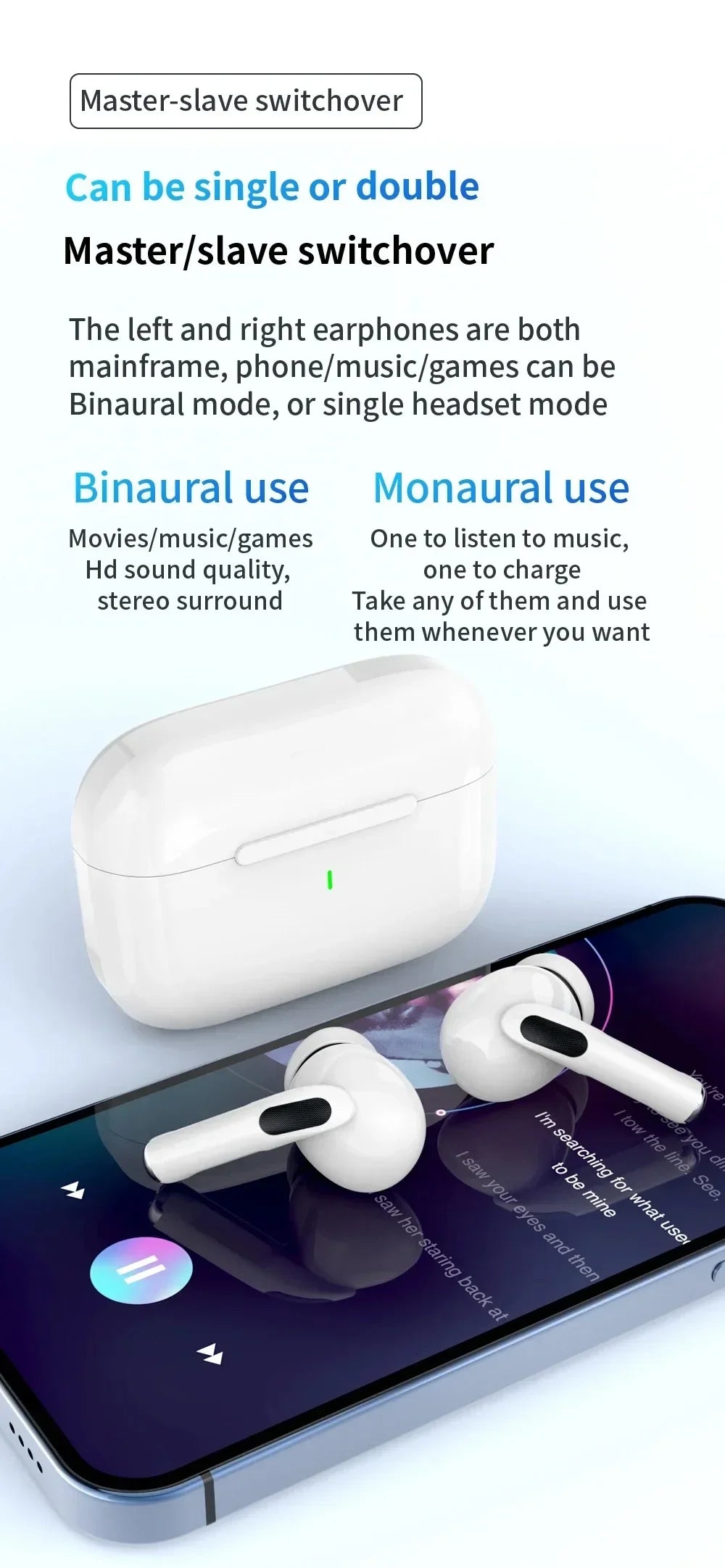 NEU Kabellose Ohrhörer Bluetooth 5.3 Kopfhörer In-Ear Noise Cancelling Stereo Musik Ohrhörer Touch Control Ohrhörer mit Mikrofon