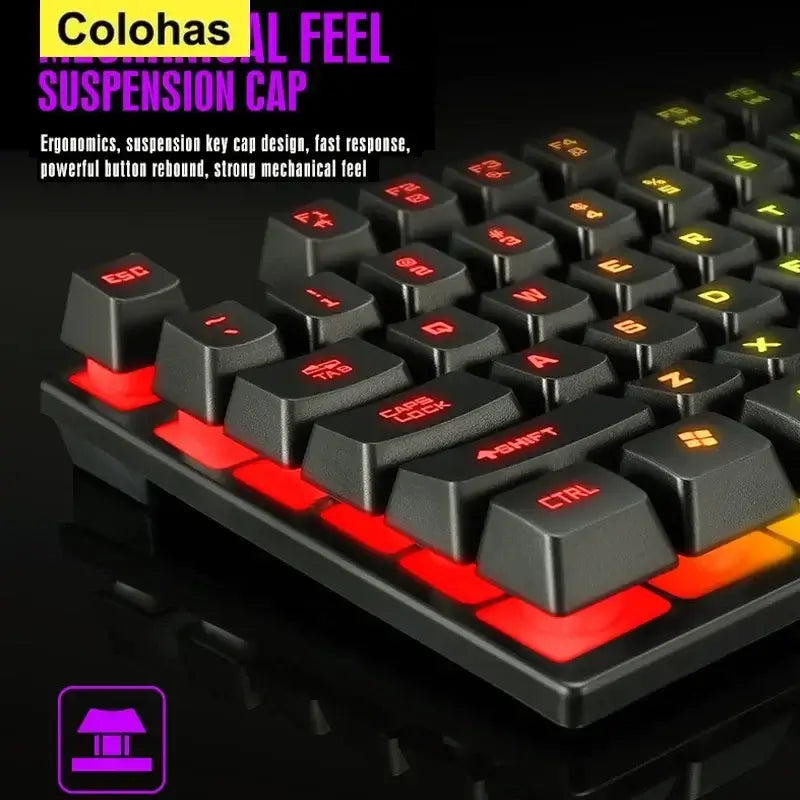 Gaming Keyboard Gamer Keyboard with Backlight USB RGB 104 Rubber Keycaps Wired Ergonomic Russian Keyboard for PC Laptop