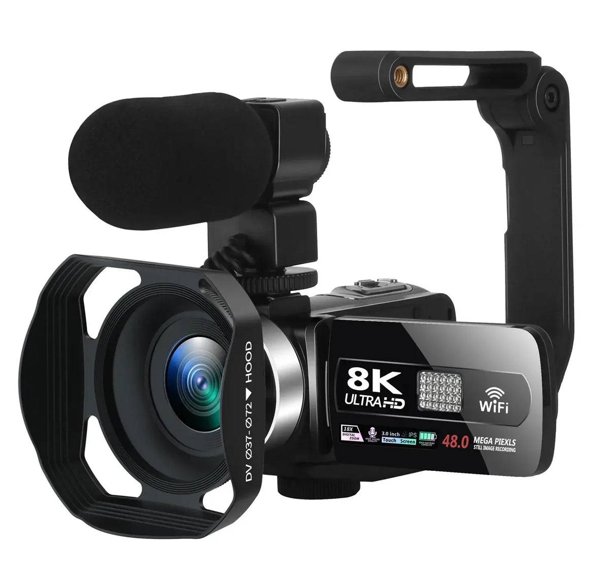 Cámara de vídeo profesional Full HD 8k, videocámara WiFi de 48 MP, zoom digital de 16X, transmisión, enfoque automático