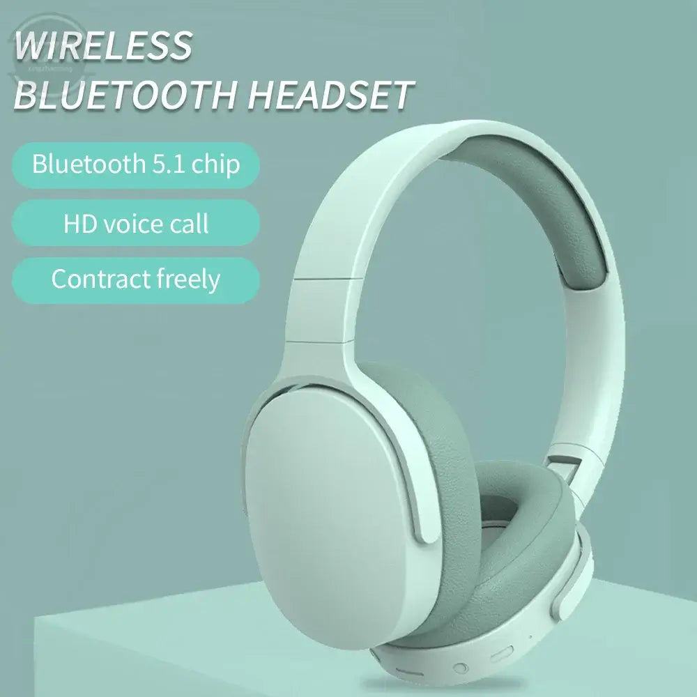 Wireless Bluetooth headset with Bluetooth 5.1 chip, designed for HD voice calls, featuring a comfortable over-ear design.