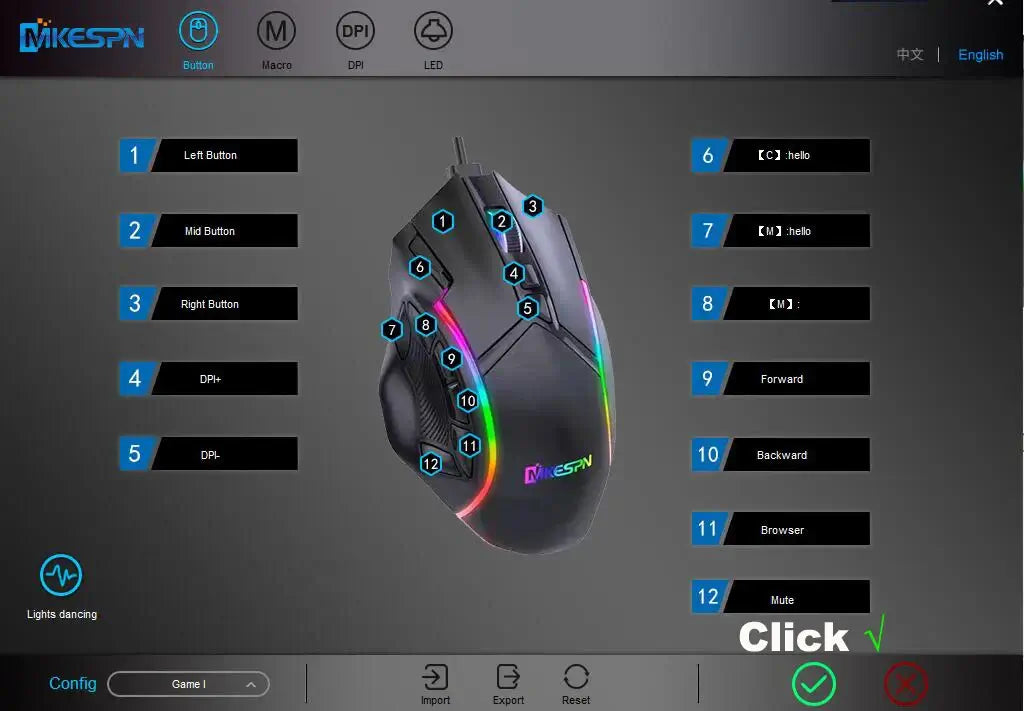 12800DPI Free Weight Macro RGB Gaming Mouse 12 Programmable Keys Game Mouse RGB Light Max to 6 levels For pc mac gun PUBG Laptop