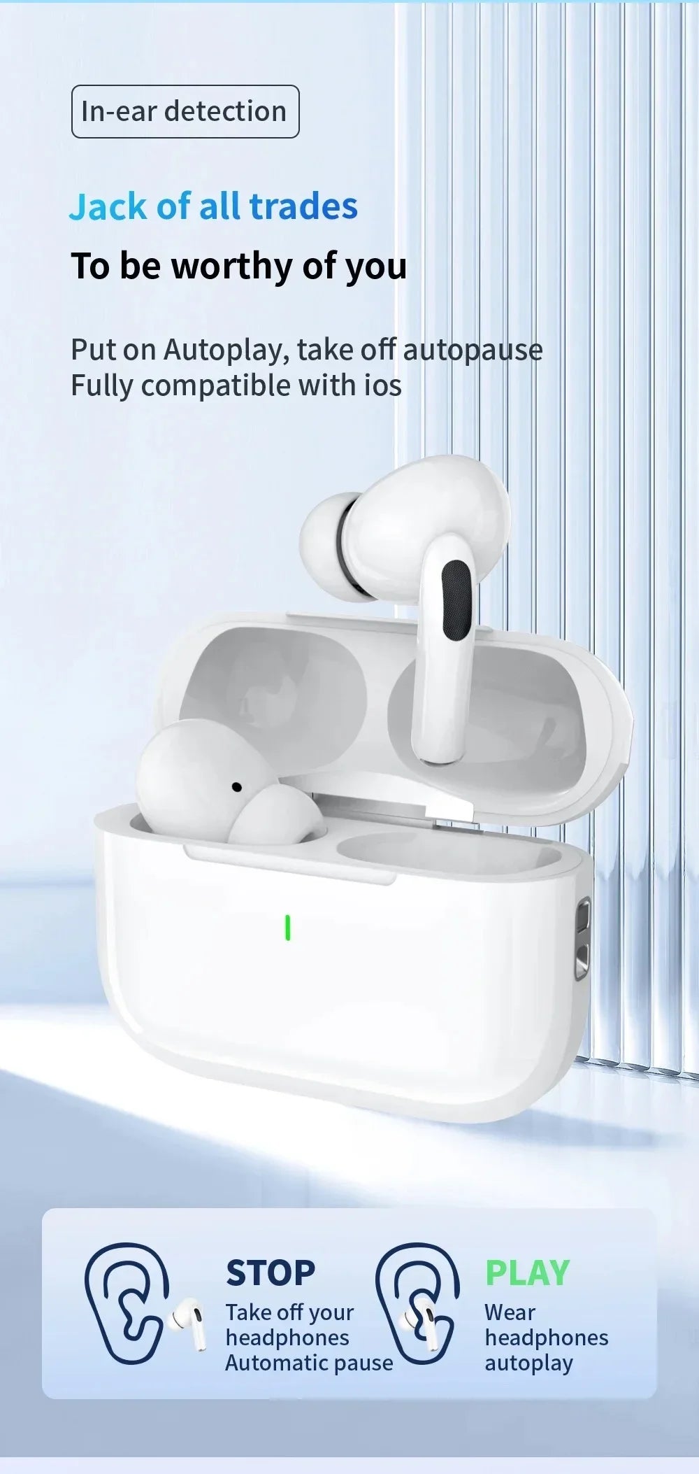 NEU Kabellose Ohrhörer Bluetooth 5.3 Kopfhörer In-Ear Noise Cancelling Stereo Musik Ohrhörer Touch Control Ohrhörer mit Mikrofon