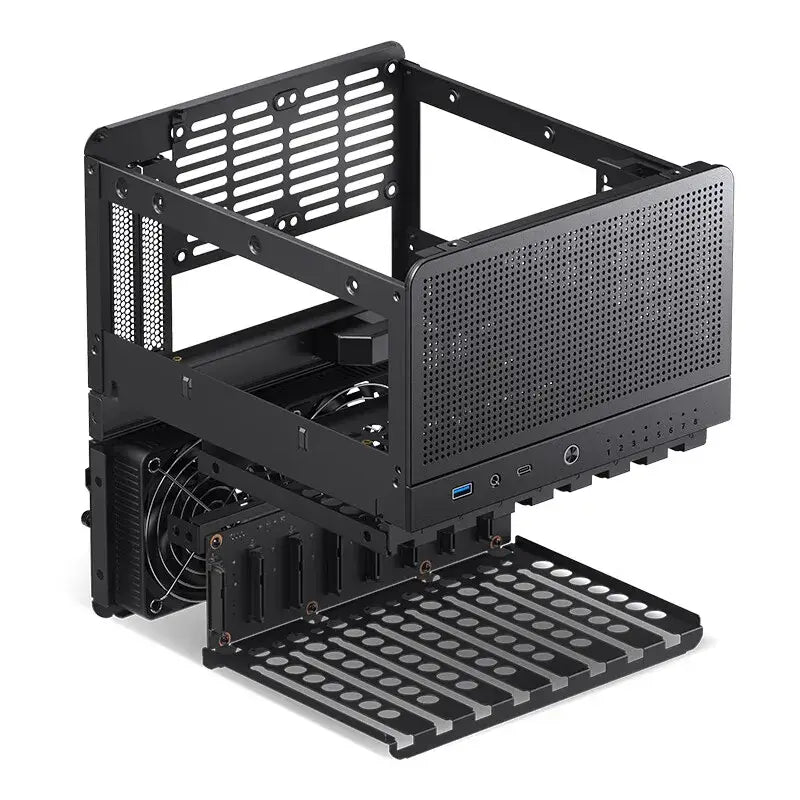 JONSBO N3 NAS Mini-Gehäuse All-In-One-ITX-Aluminiumgehäuse, Unterstützung für 8 Festplatten, 130 mm CPU-Kühler, 250 mm Grafikkarte mit 100 mm * 2 Lüftern