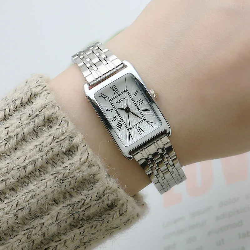 Watches for Women Rectangular Roman Scale Ladies Steel Strap Watch Fashion Trend Thin Strap Quartz Wristwatches Relogio Feminino