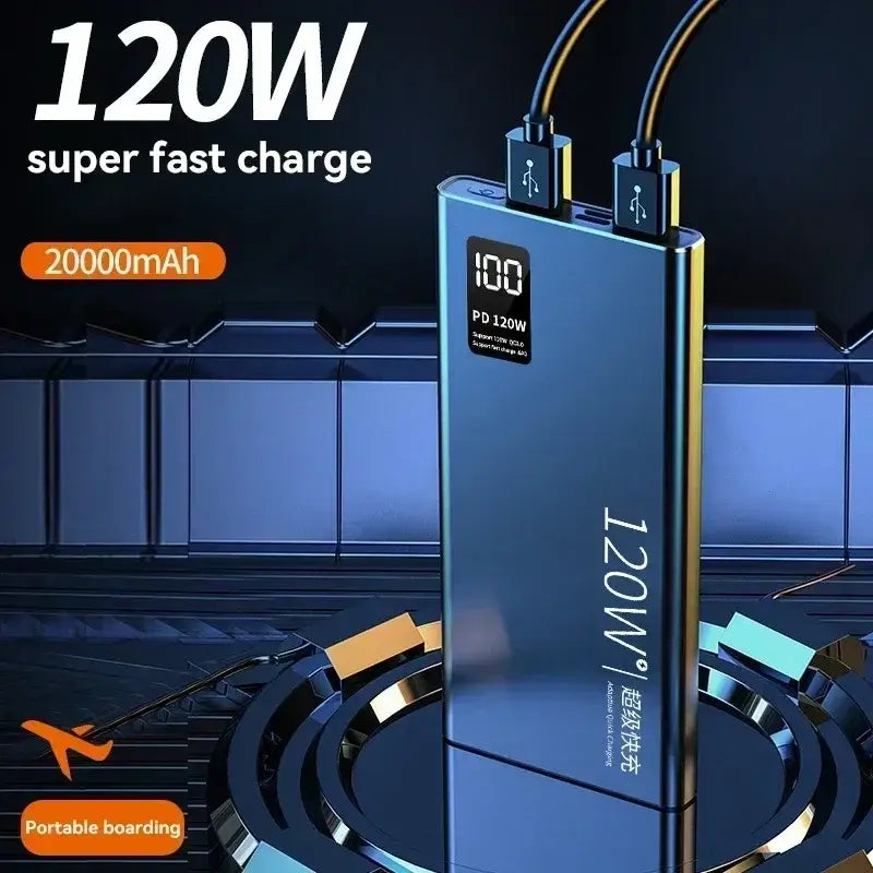 Banco de energía portátil de 120 W, 2024, 50 000 mAh, alta capacidad, carga súper rápida, para iPhone, Huawei, Samsung, batería externa