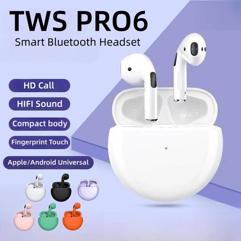 Original Air Pro 6 TWS Drahtlose Kopfhörer Fone Bluetooth Kopfhörer Mic Pods InEar Earpods Pro6 Ohrhörer sport Headset Für Xiaomi