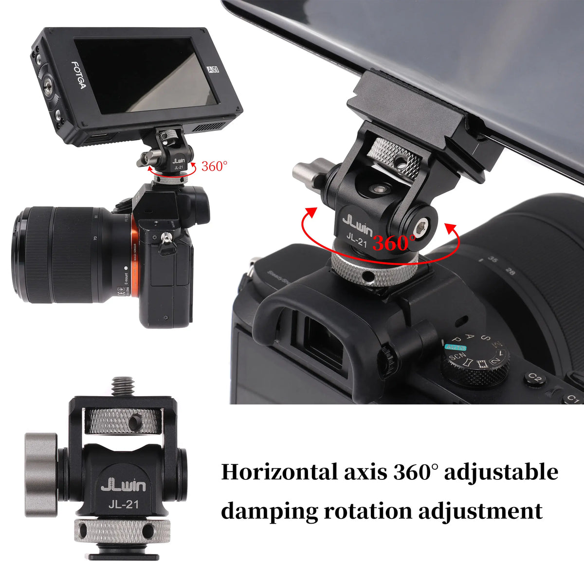 FOTGA JL-21 DSLR Kamera Monitor Mount Adapter für Nikon Canon Sony 360 Einstellbare Monitor Adapter Zubehör Foto Studio kits