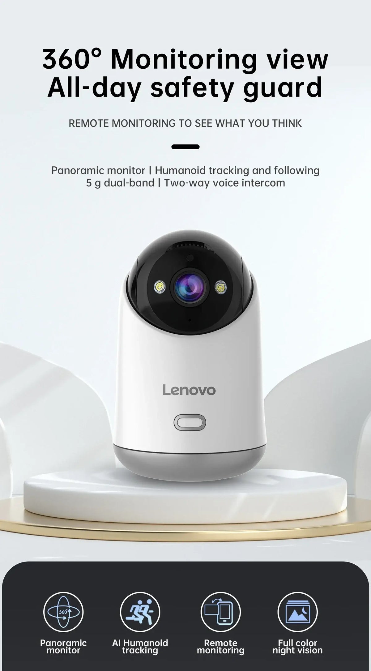 Lenovo 5MP WiFi Camera Smart Home Indoor Wireless IP Surveillance Camera Auto Tracking Security CCTV Surveillance Baby Monitor